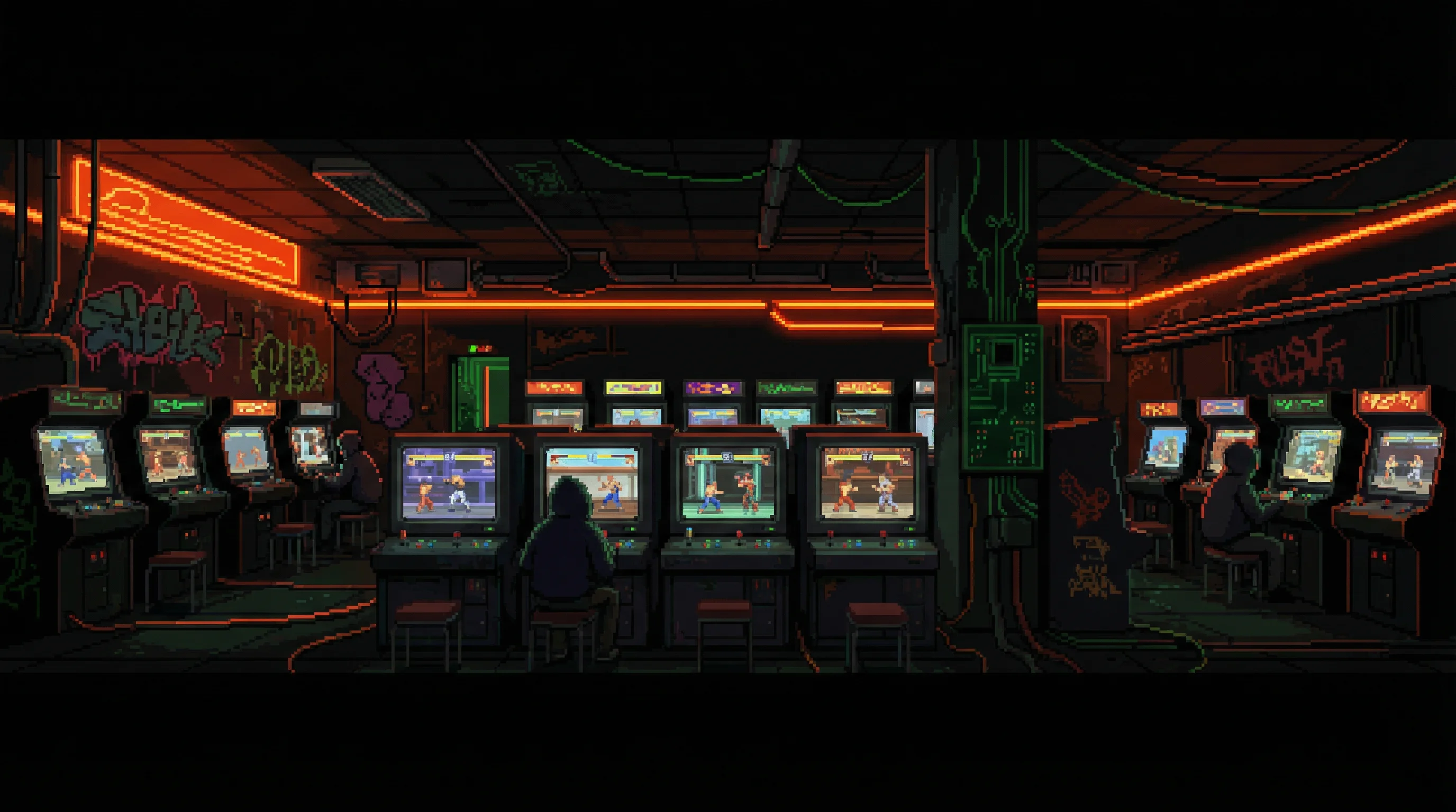 像素艺术作品：赛博街机场景 - 188金宝博 社区创作